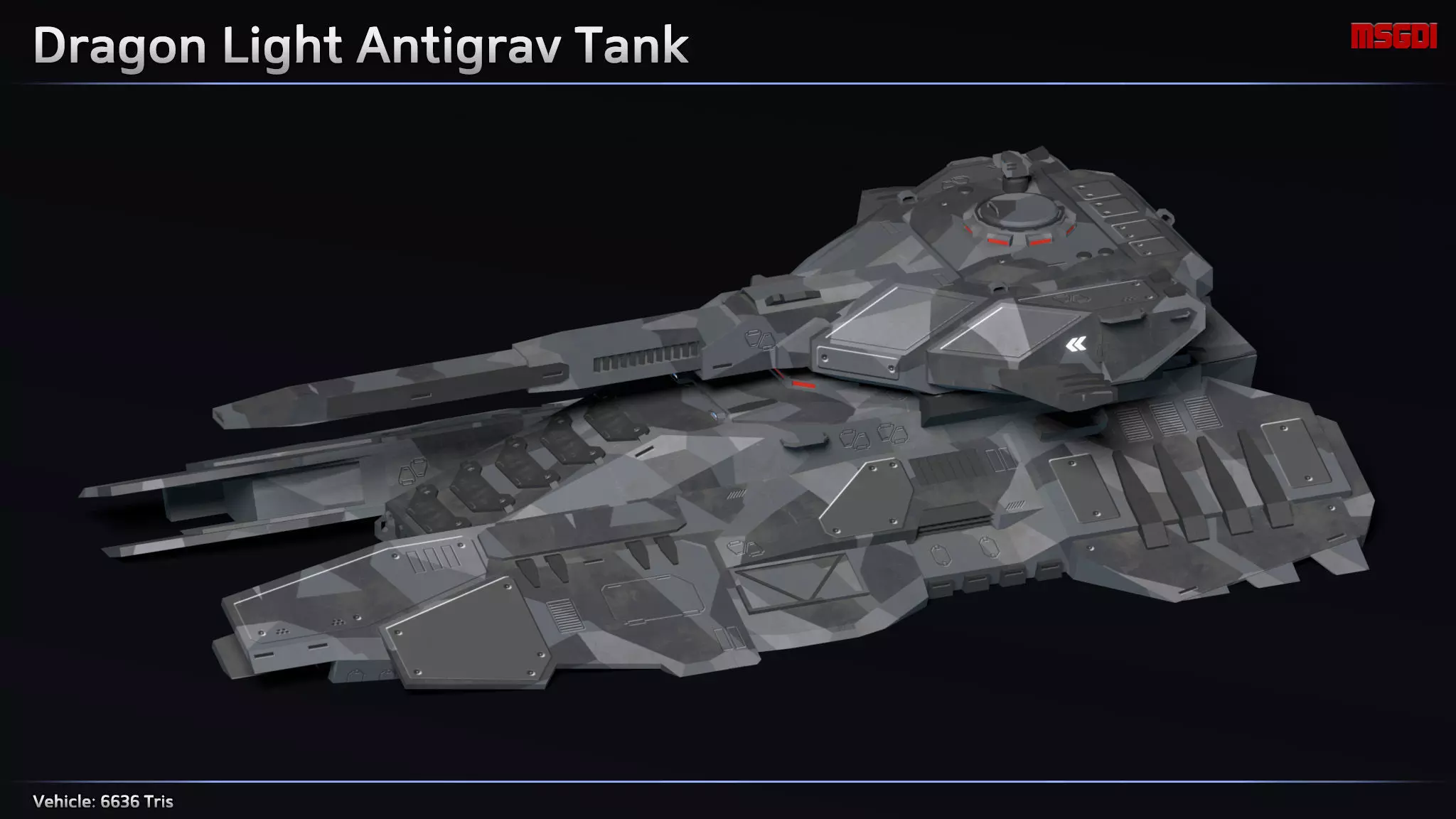 Scifi Dragon Light Antigrav Tank Low-poly 3D model