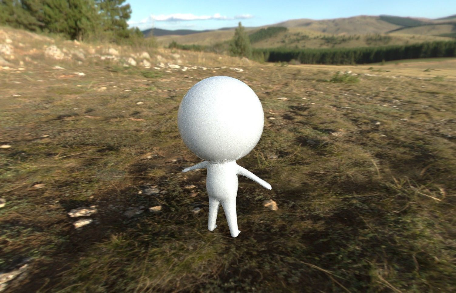 Cute tiny human being with bone Free low-poly 3D model_2