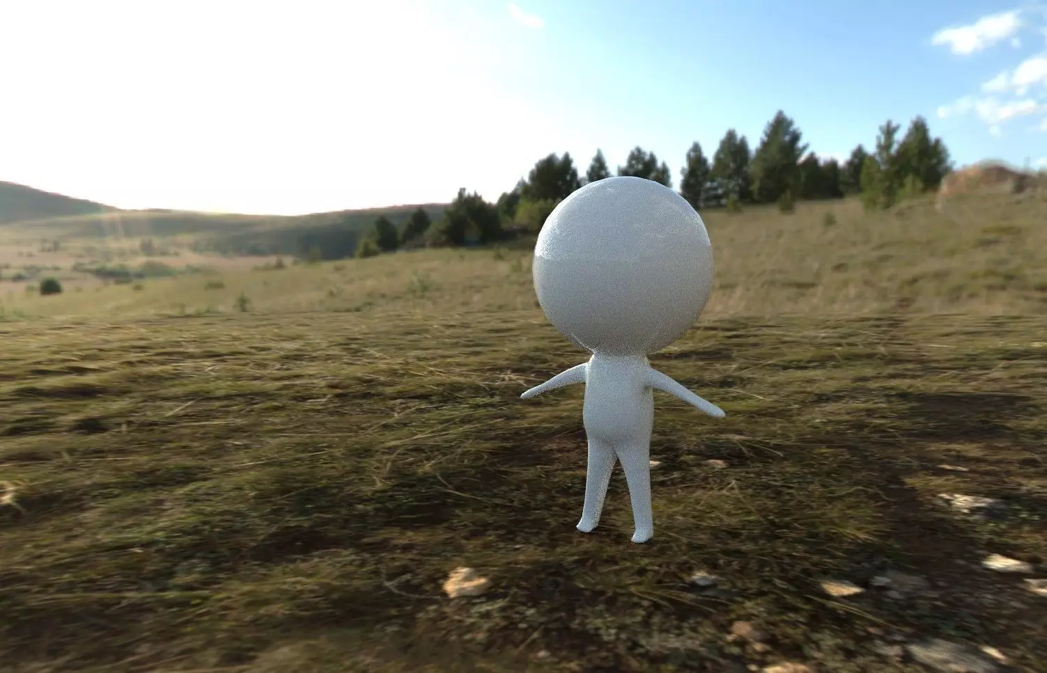 Cute tiny human being with bone Free low-poly 3D model_0