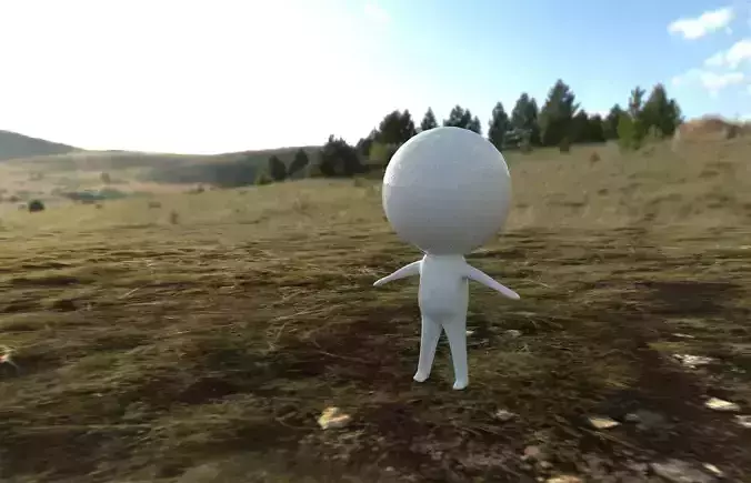 Cute tiny human being with bone Free low-poly 3D model