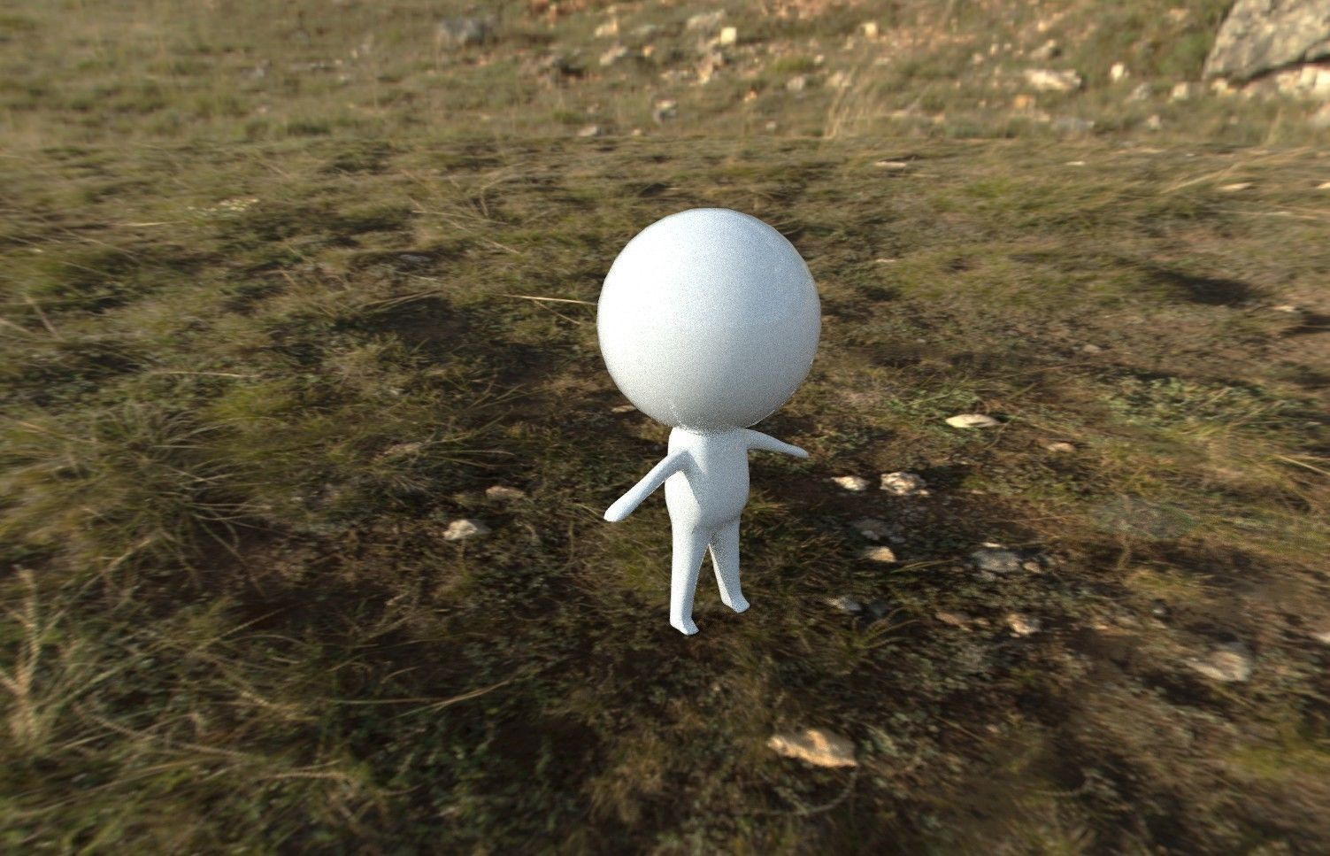 Cute tiny human being with bone Free low-poly 3D model_1