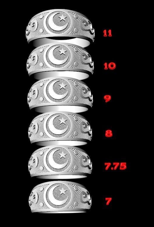 Crescent ring many size 173 3D print model_12