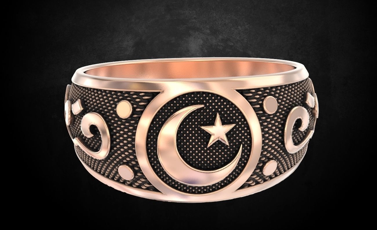 Crescent ring many size 173 3D print model_2