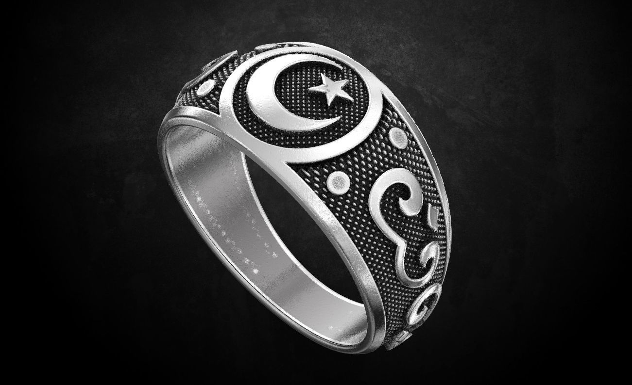 Crescent ring many size 173 3D print model_7