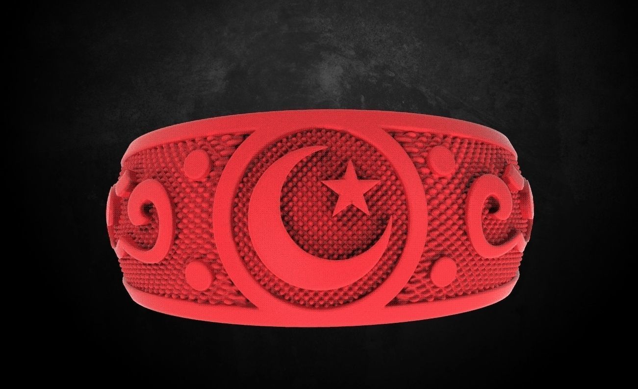 Crescent ring many size 173 3D print model_14