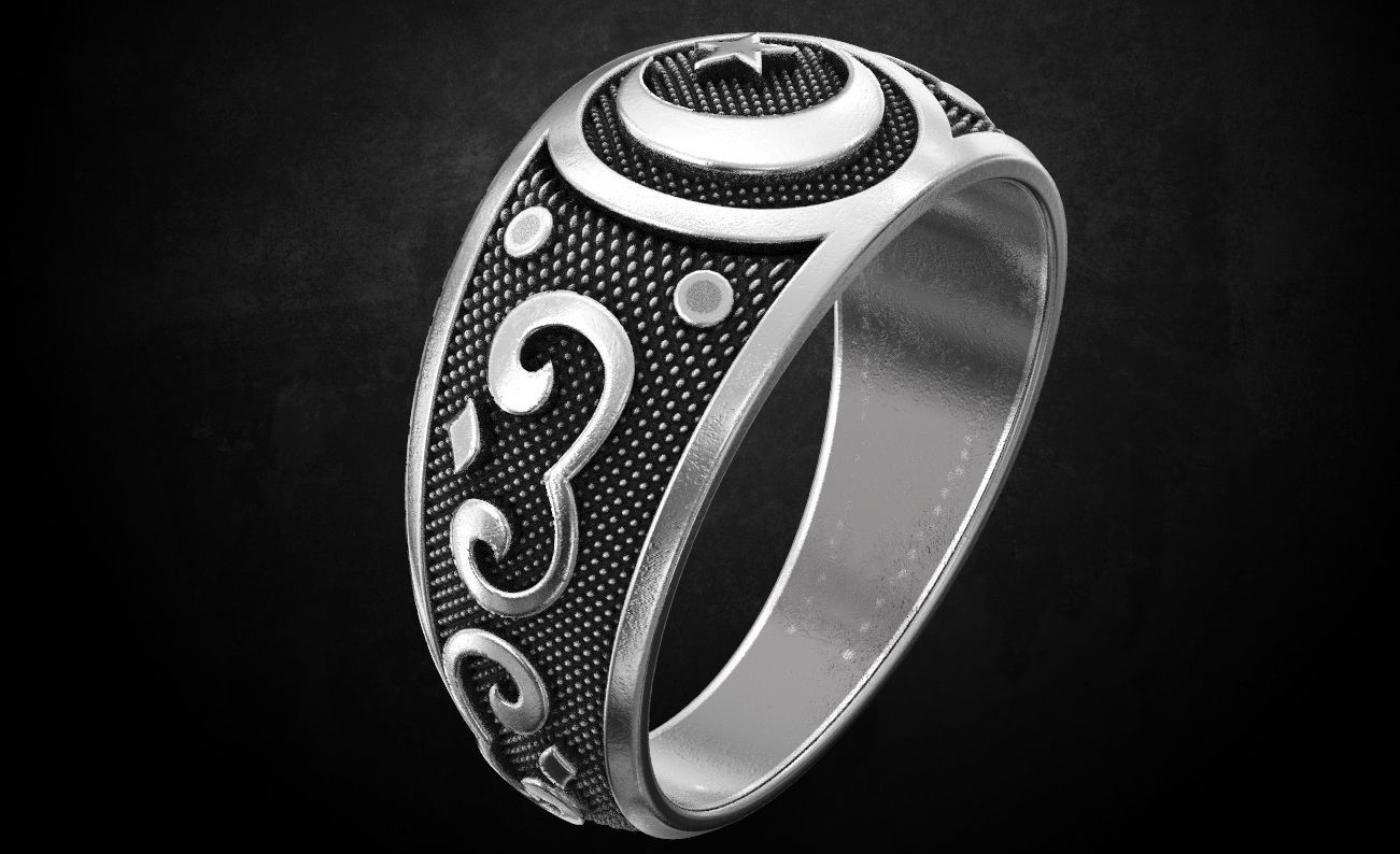 Crescent ring many size 173 3D print model_3