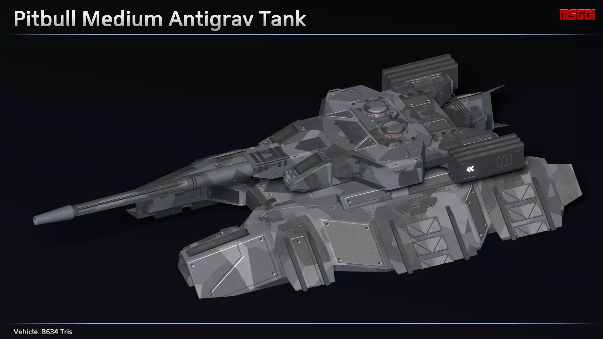 Scifi Pitbull Medium Antigrav Tank Low-poly 3D model