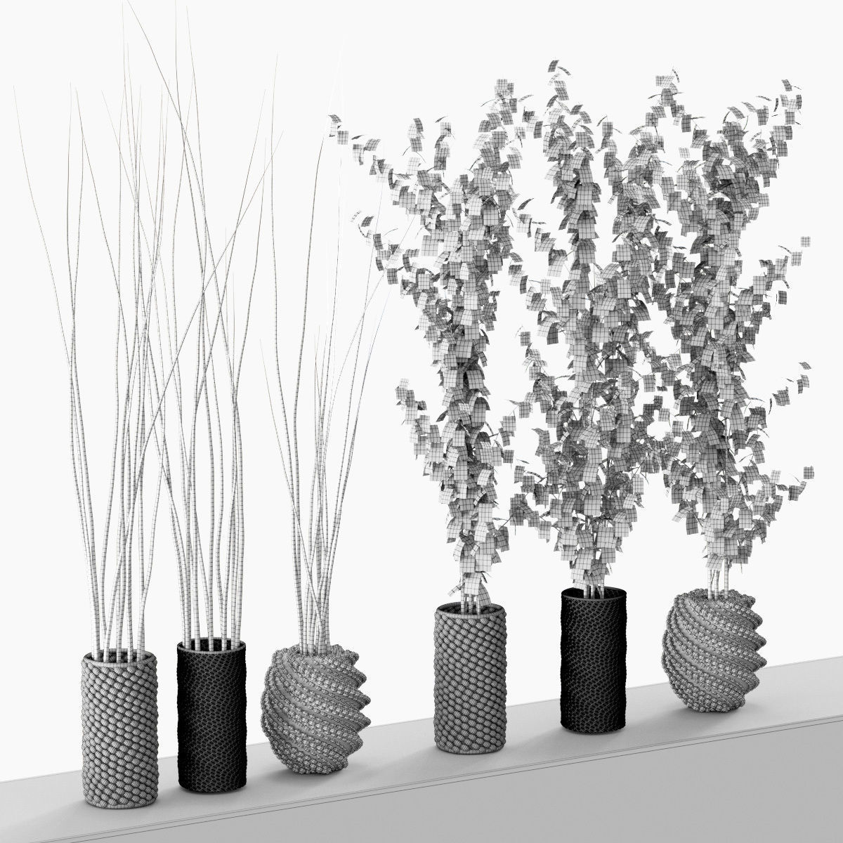 Set of plants in pots Free 3D model_1