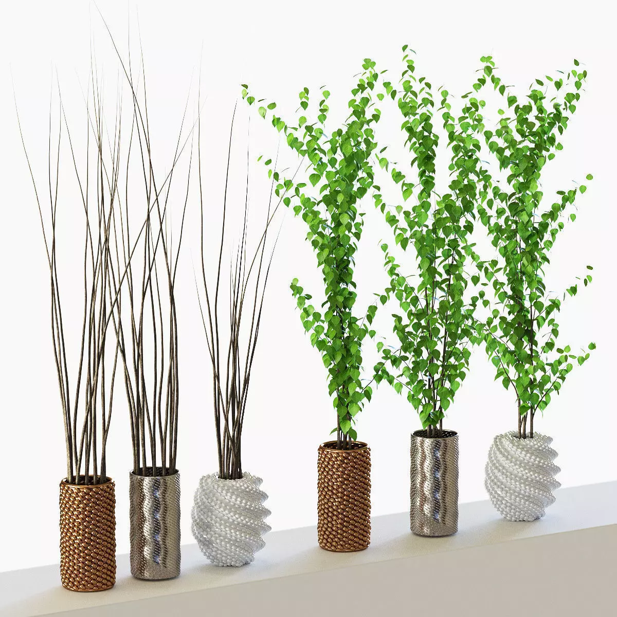 Set of plants in pots Free 3D model_0