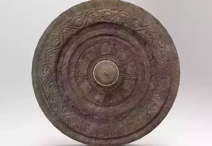 Chariot wheel with sculpting Low-poly 3D model