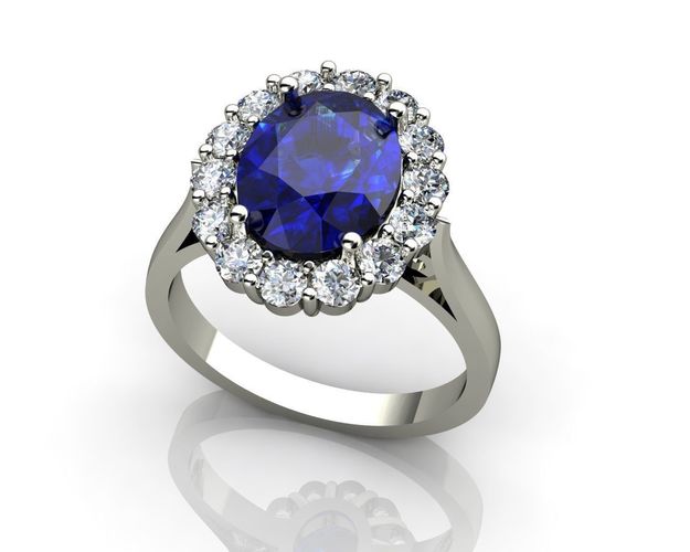White Gold Blue Sapphire Rings 3D print model