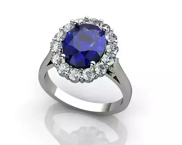 White Gold Blue Sapphire Rings 3D print model