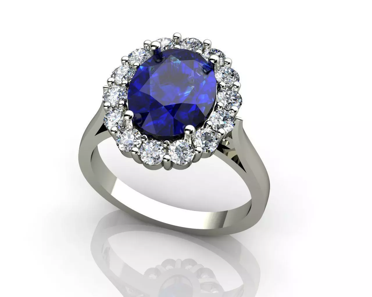 White Gold Blue Sapphire Rings 3D print model