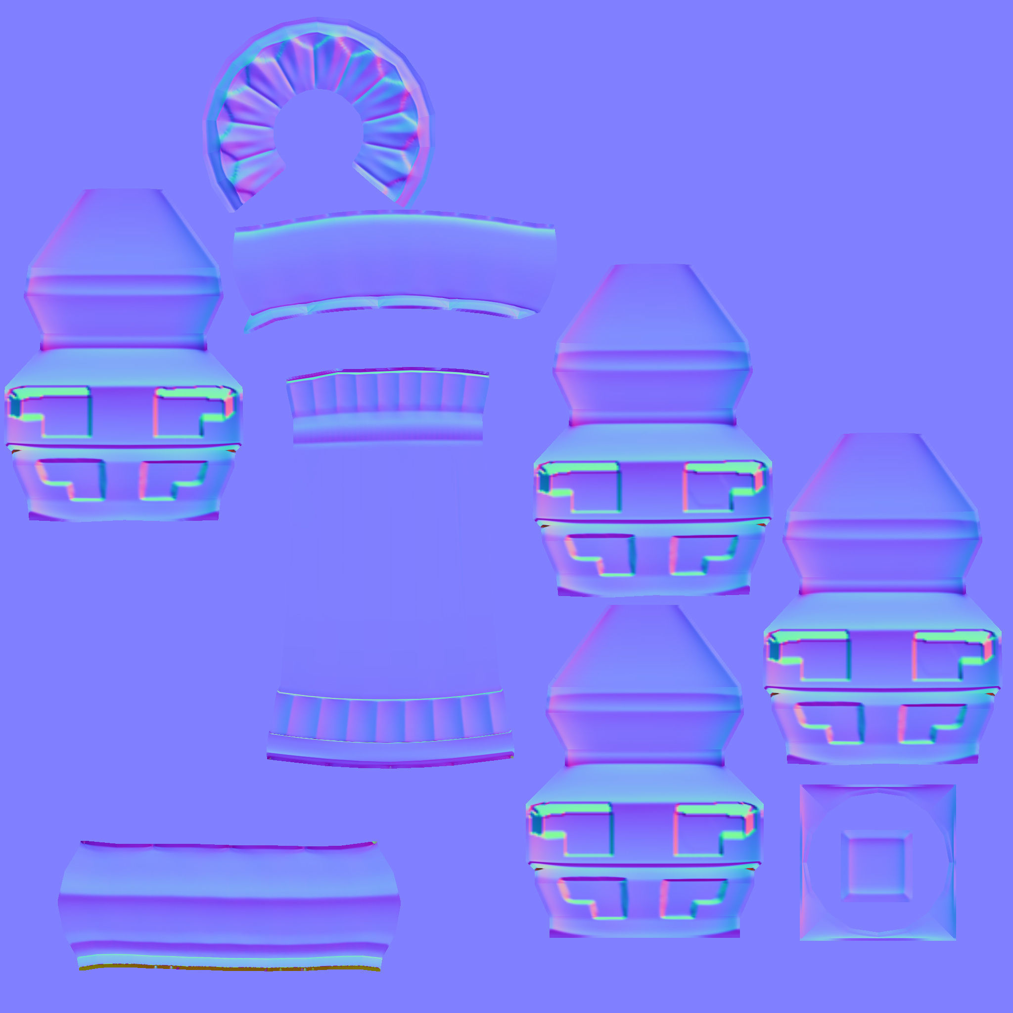 Stone pillar sculpture of Indian Temple architecture Low-poly 3D model_7