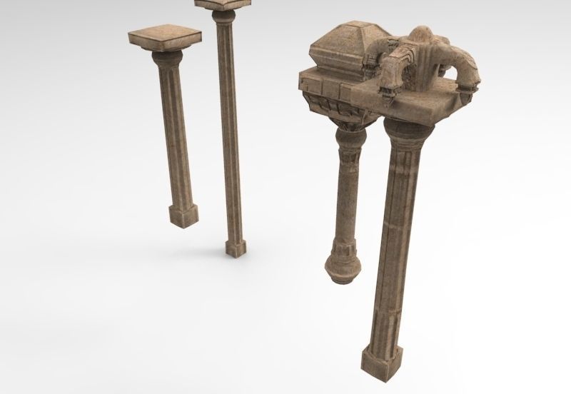 Stone pillar sculpture of Indian Temple architecture Low-poly 3D model_3