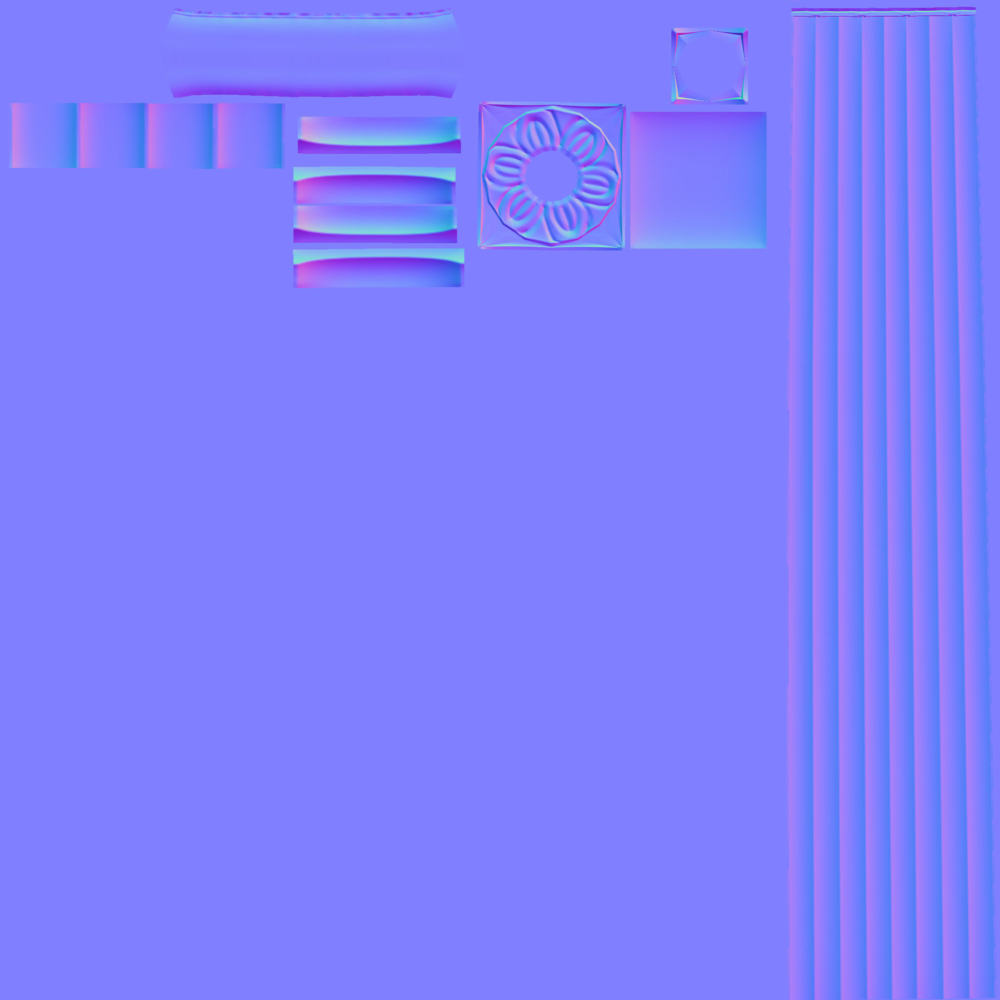 Stone pillar sculpture of Indian Temple architecture Low-poly 3D model_8