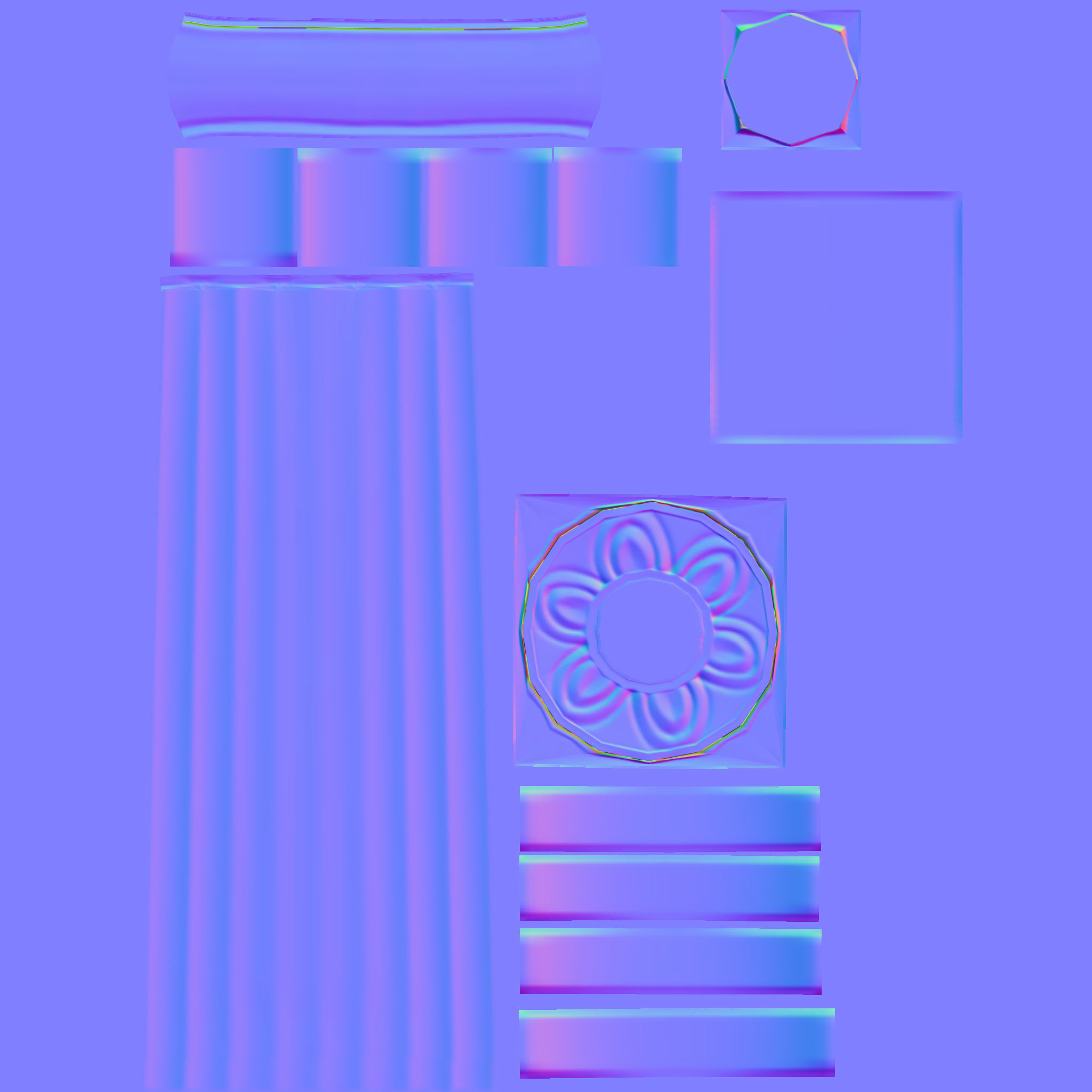 Stone pillar sculpture of Indian Temple architecture Low-poly 3D model_6