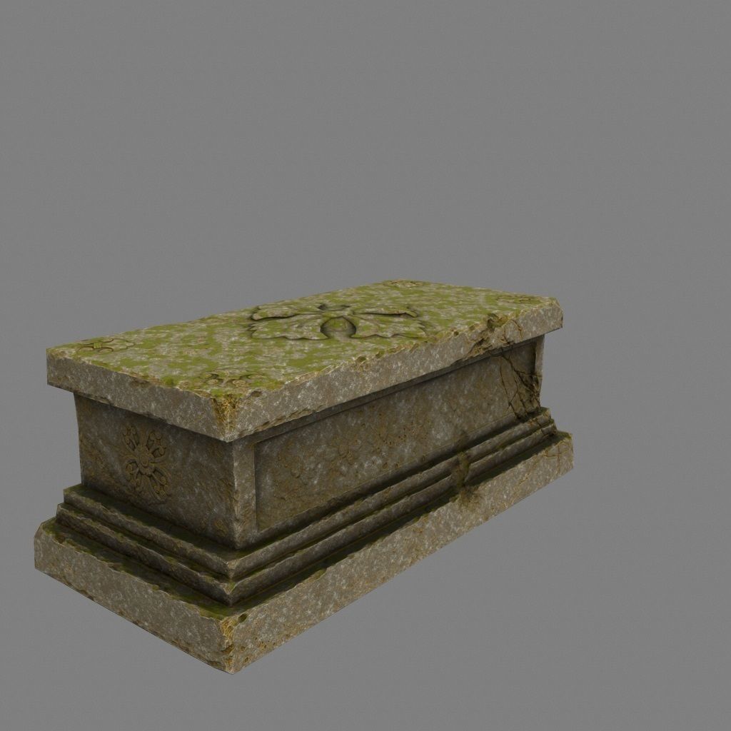 statue 8 stone coffin Low-poly 3D model_3