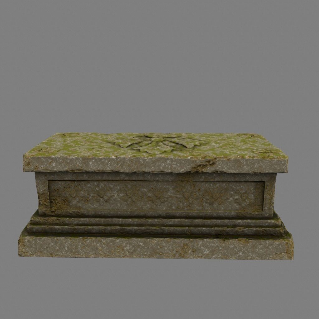 statue 8 stone coffin Low-poly 3D model_7