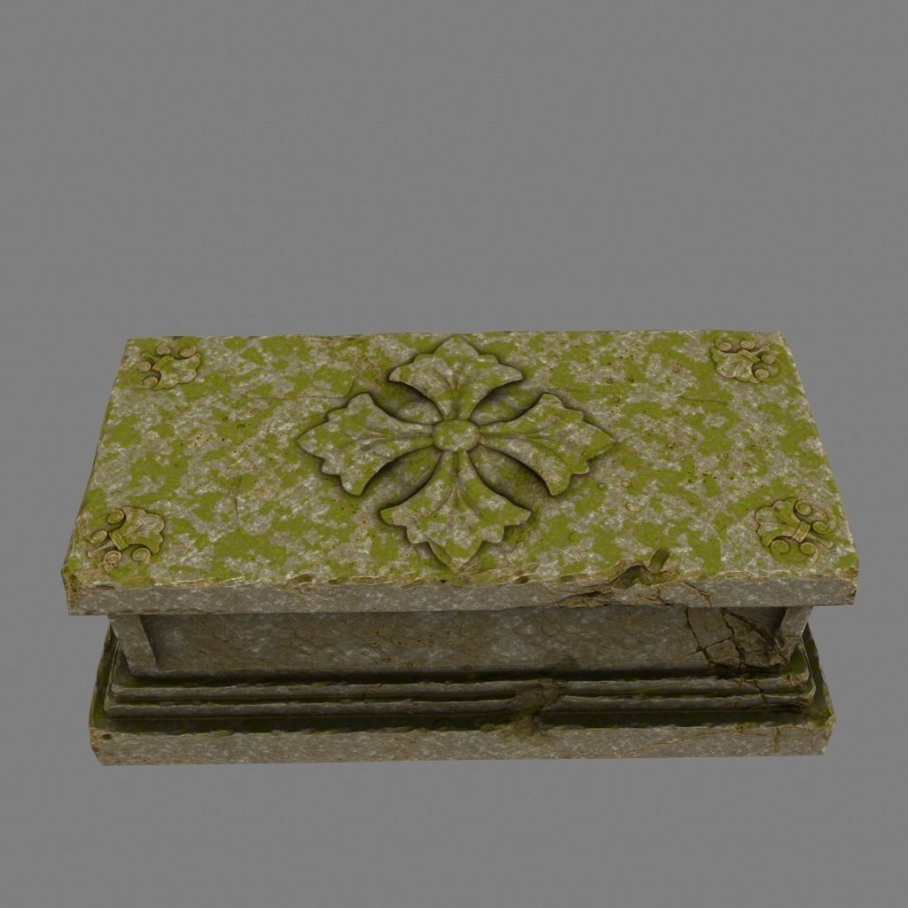 statue 8 stone coffin Low-poly 3D model_1