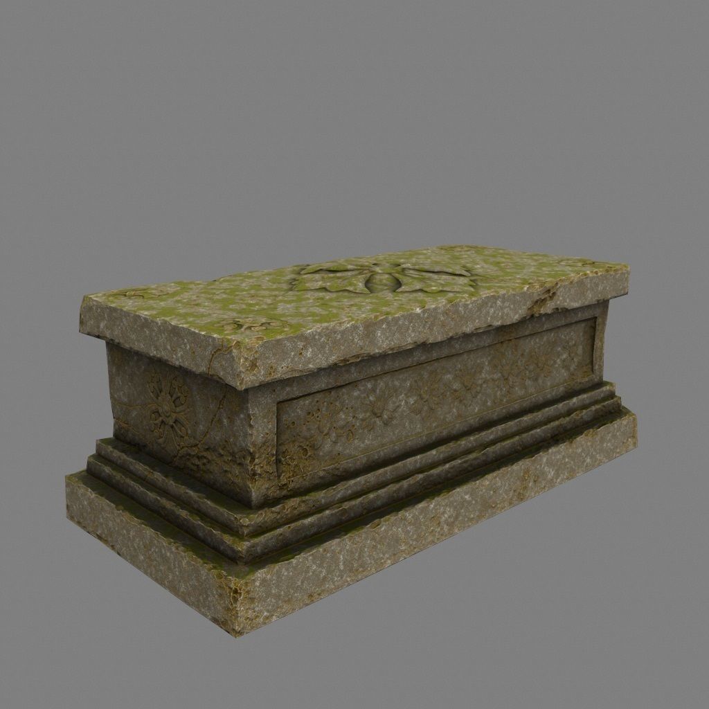 statue 8 stone coffin Low-poly 3D model_5