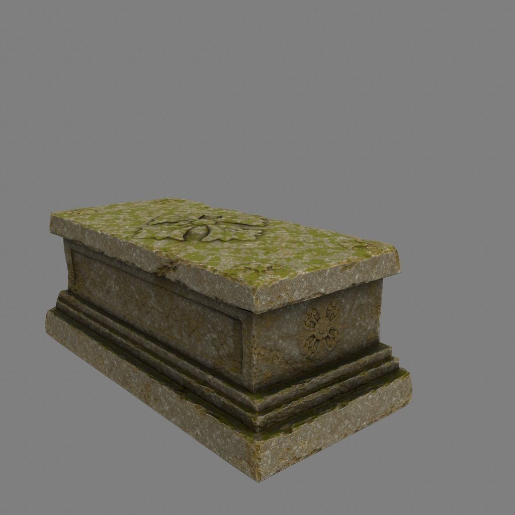statue 8 stone coffin Low-poly 3D model_6