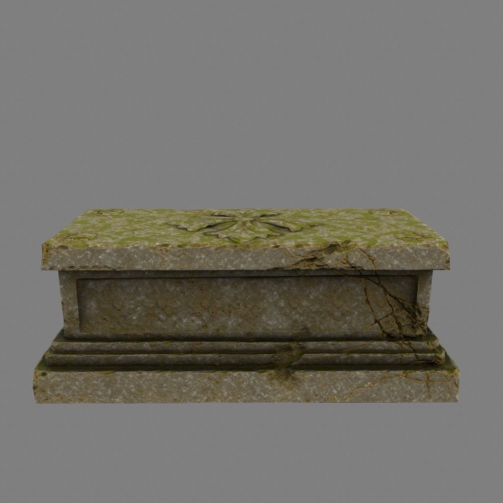 statue 8 stone coffin Low-poly 3D model_2