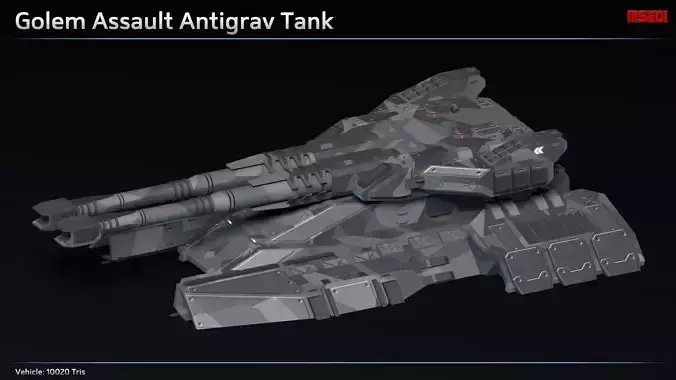 Scifi Golem Assault Antigrav Tank Low-poly 3D model
