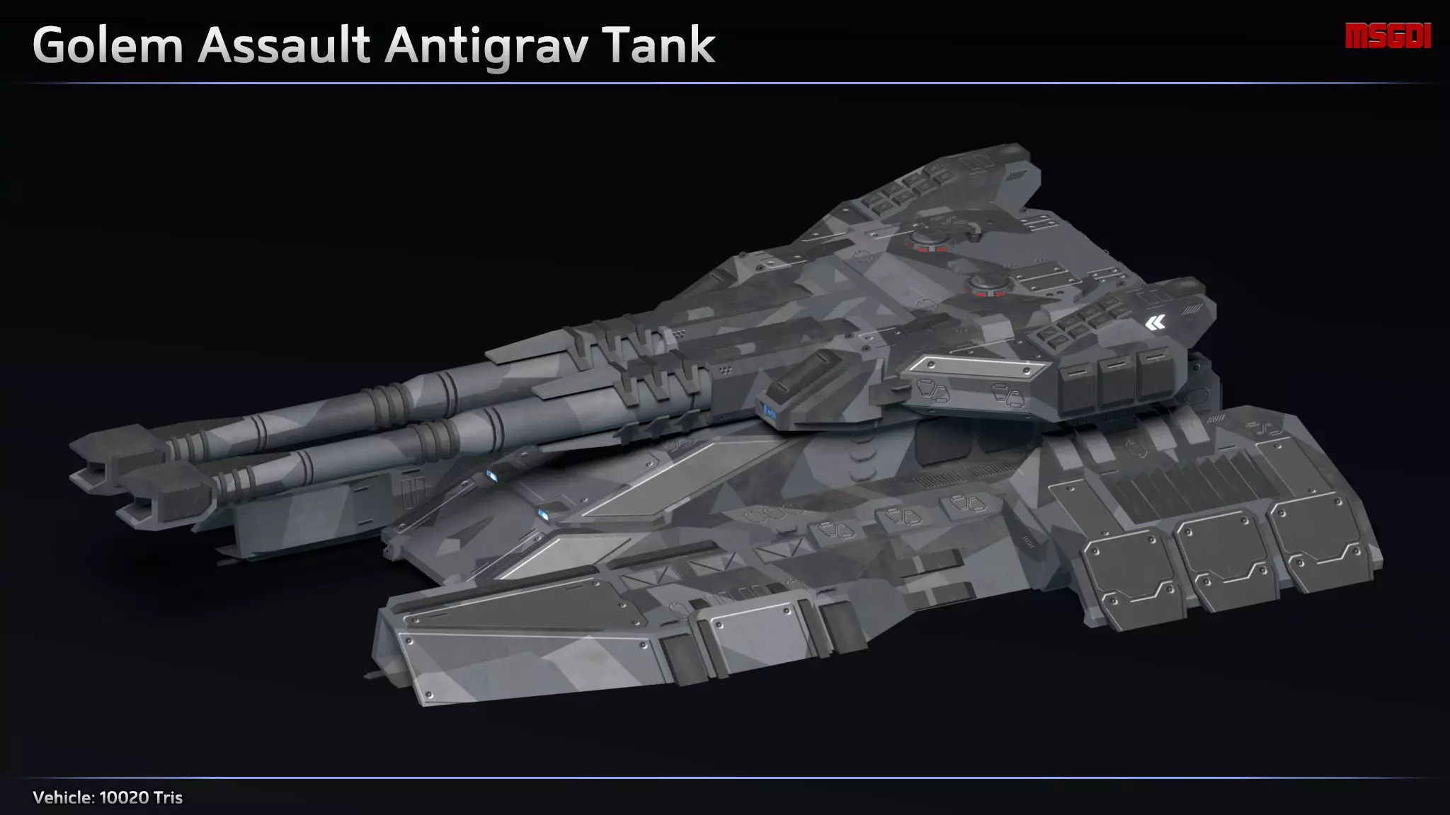 Scifi Golem Assault Antigrav Tank Low-poly 3D model_0