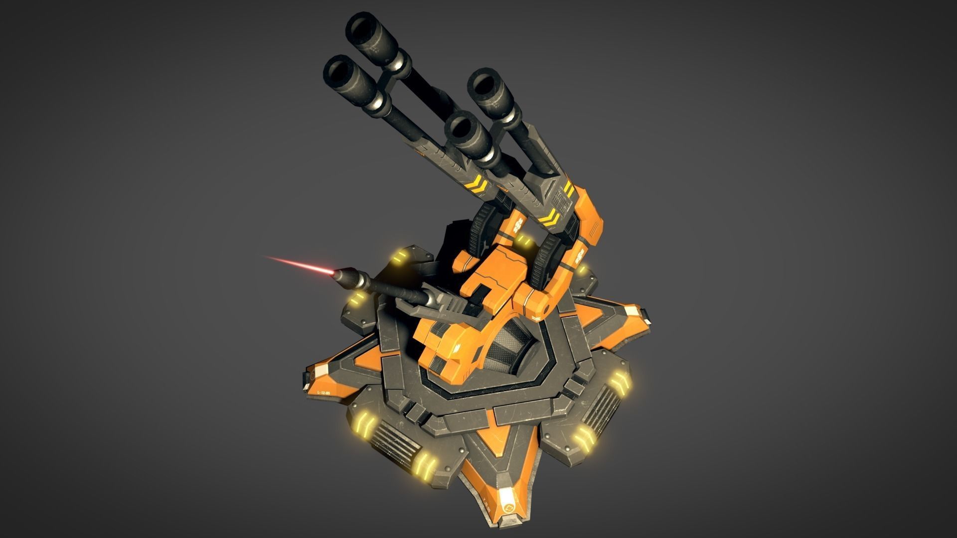 Sci Fi Flak Cannon Low-poly 3D model_2