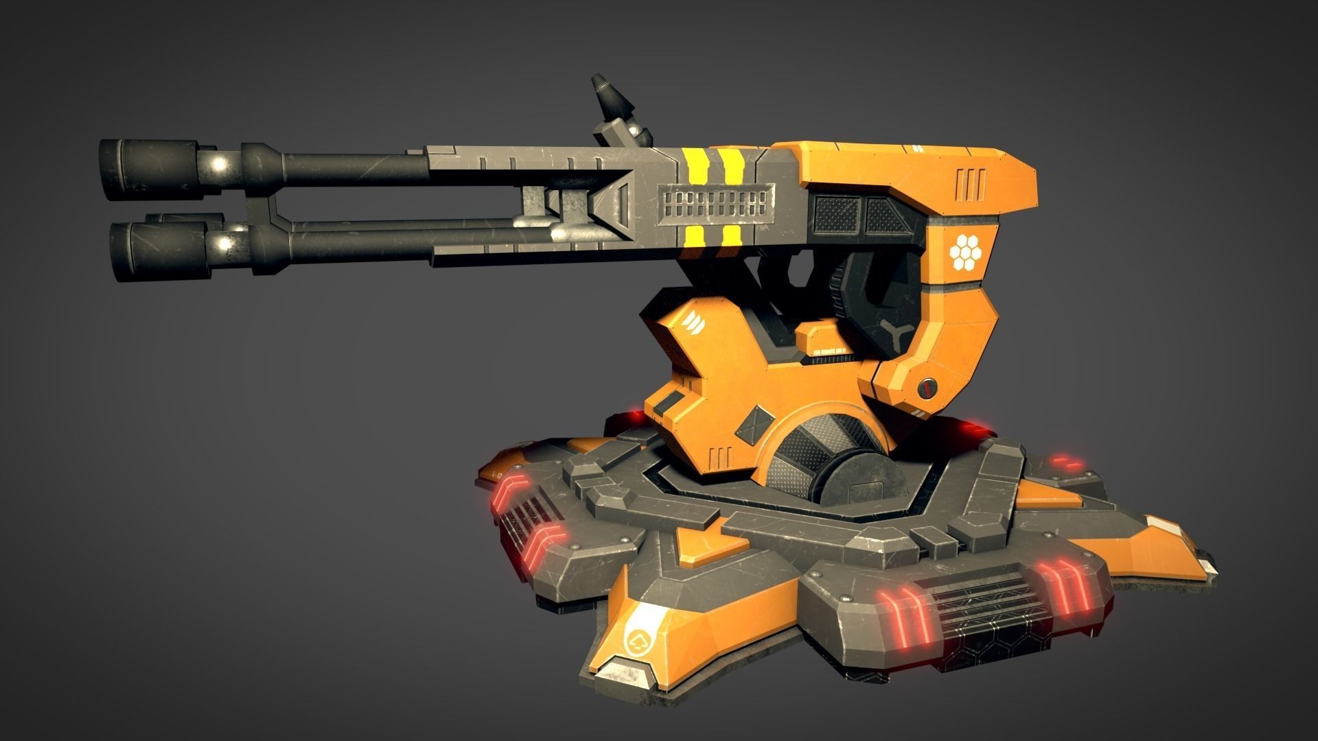 Sci Fi Flak Cannon Low-poly 3D model_4