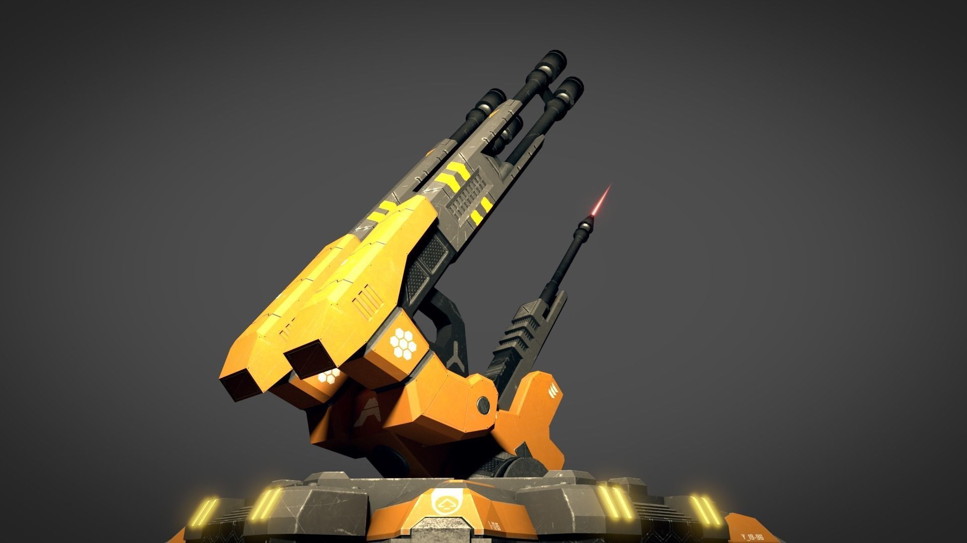 Sci Fi Flak Cannon Low-poly 3D model_3