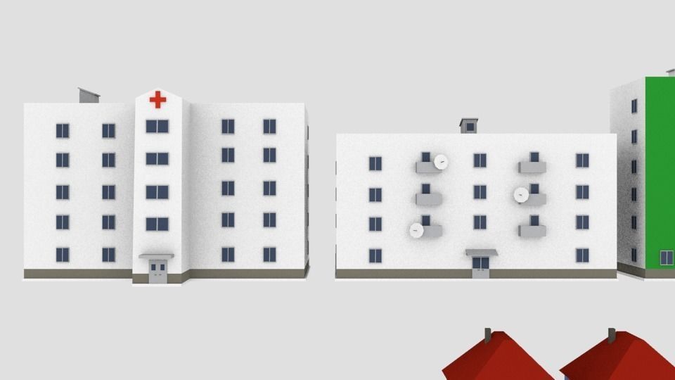 City building  pack lowpoly Free low-poly 3D model_9
