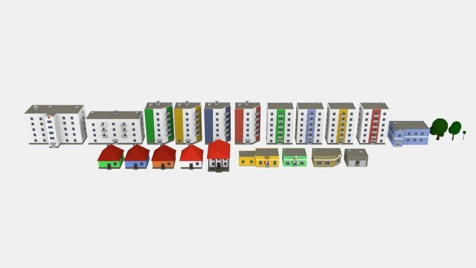 City building  pack lowpoly Free low-poly 3D model_5