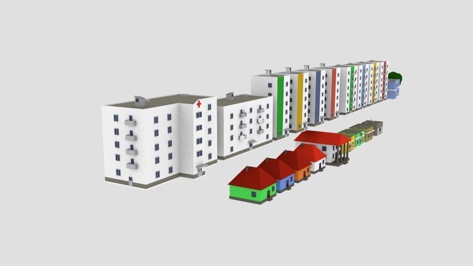 City building  pack lowpoly Free low-poly 3D model_7