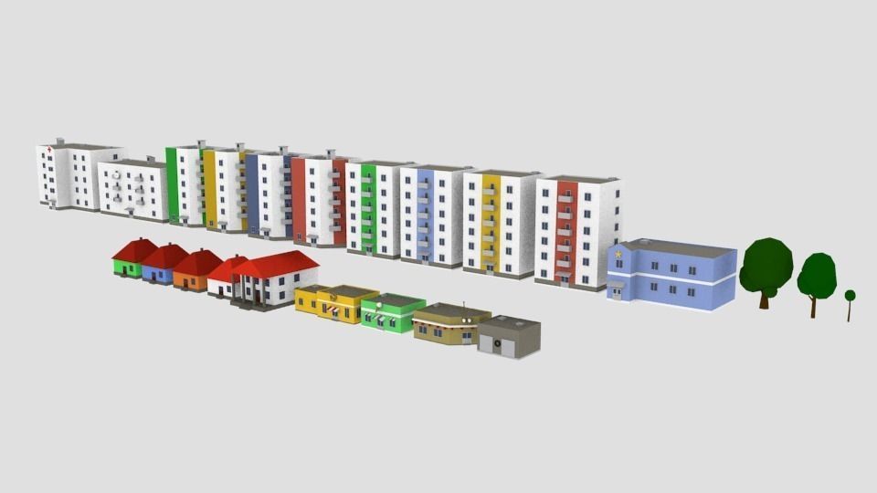 City building  pack lowpoly Free low-poly 3D model_6