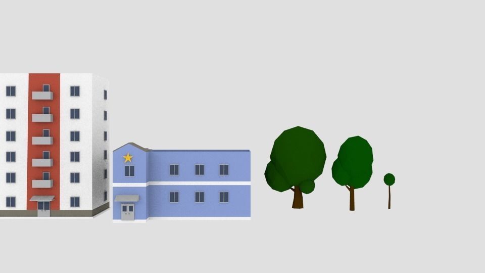 City building  pack lowpoly Free low-poly 3D model_12