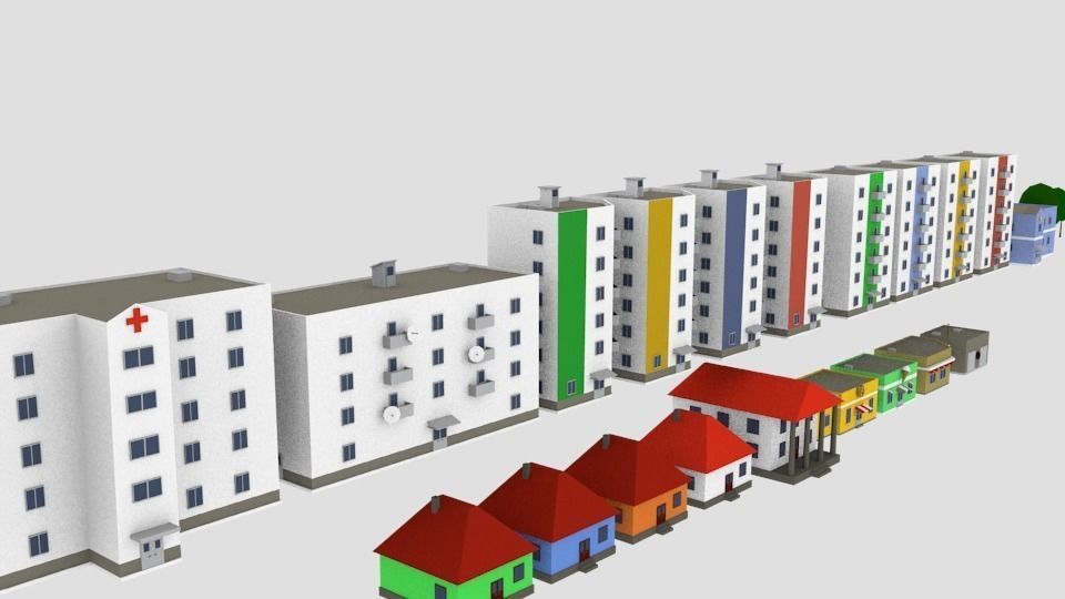 City building  pack lowpoly Free low-poly 3D model_8