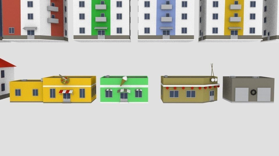 City building  pack lowpoly Free low-poly 3D model_15
