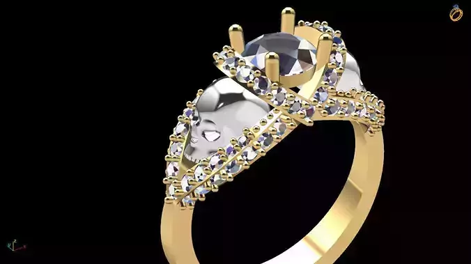 3DM FILE gold and diamond ring