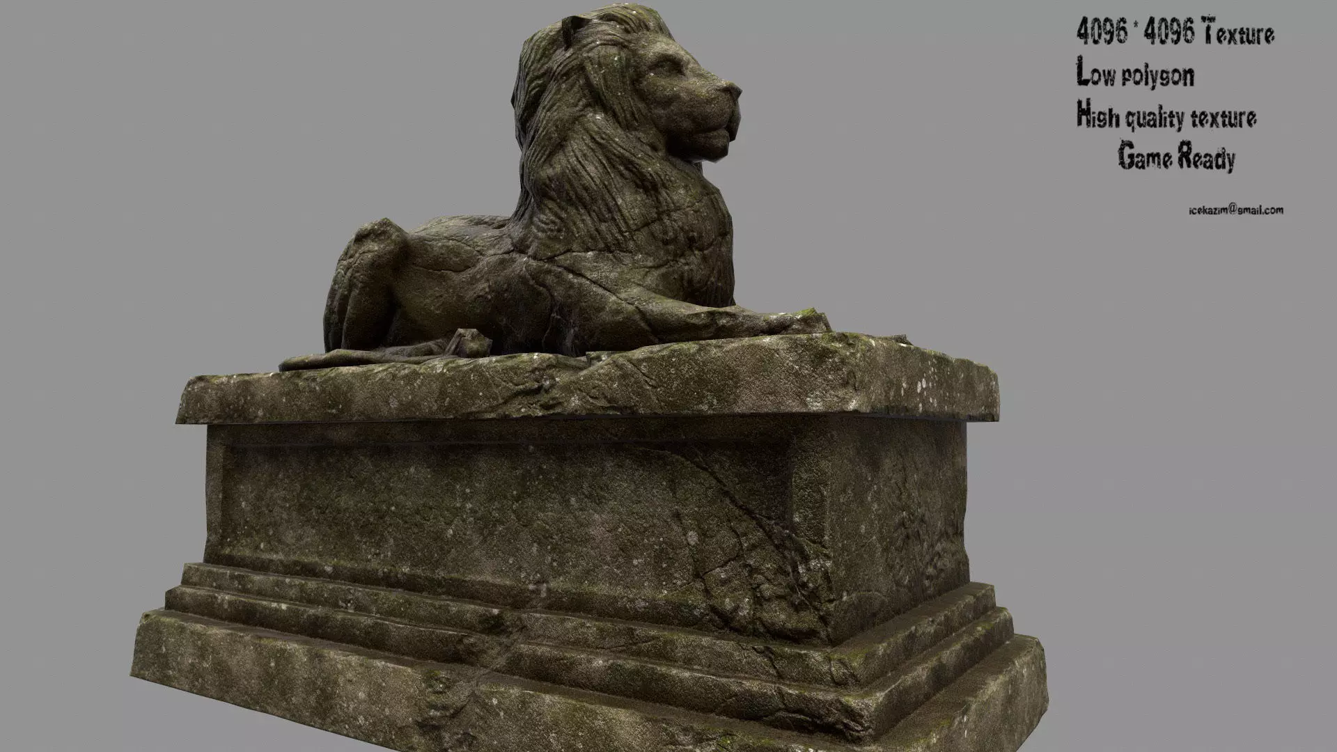 Lion Statue 23 Low-poly 3D model