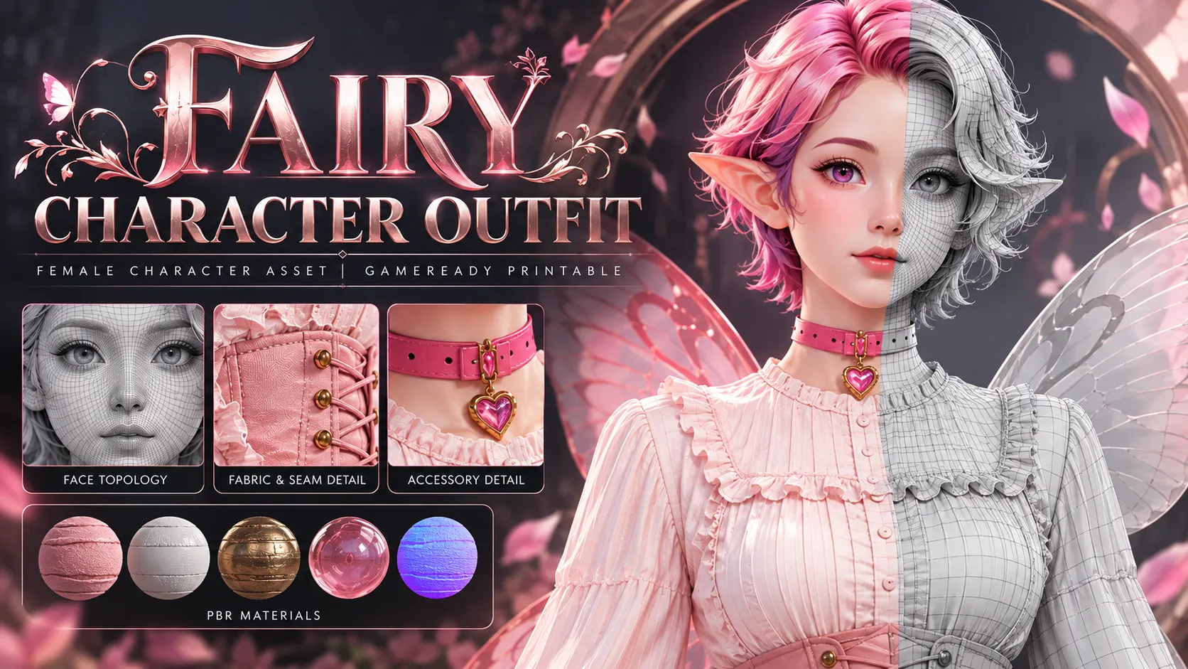 3D model Stylized Fairy Outfit Fashion Female Character VR / AR / low ...