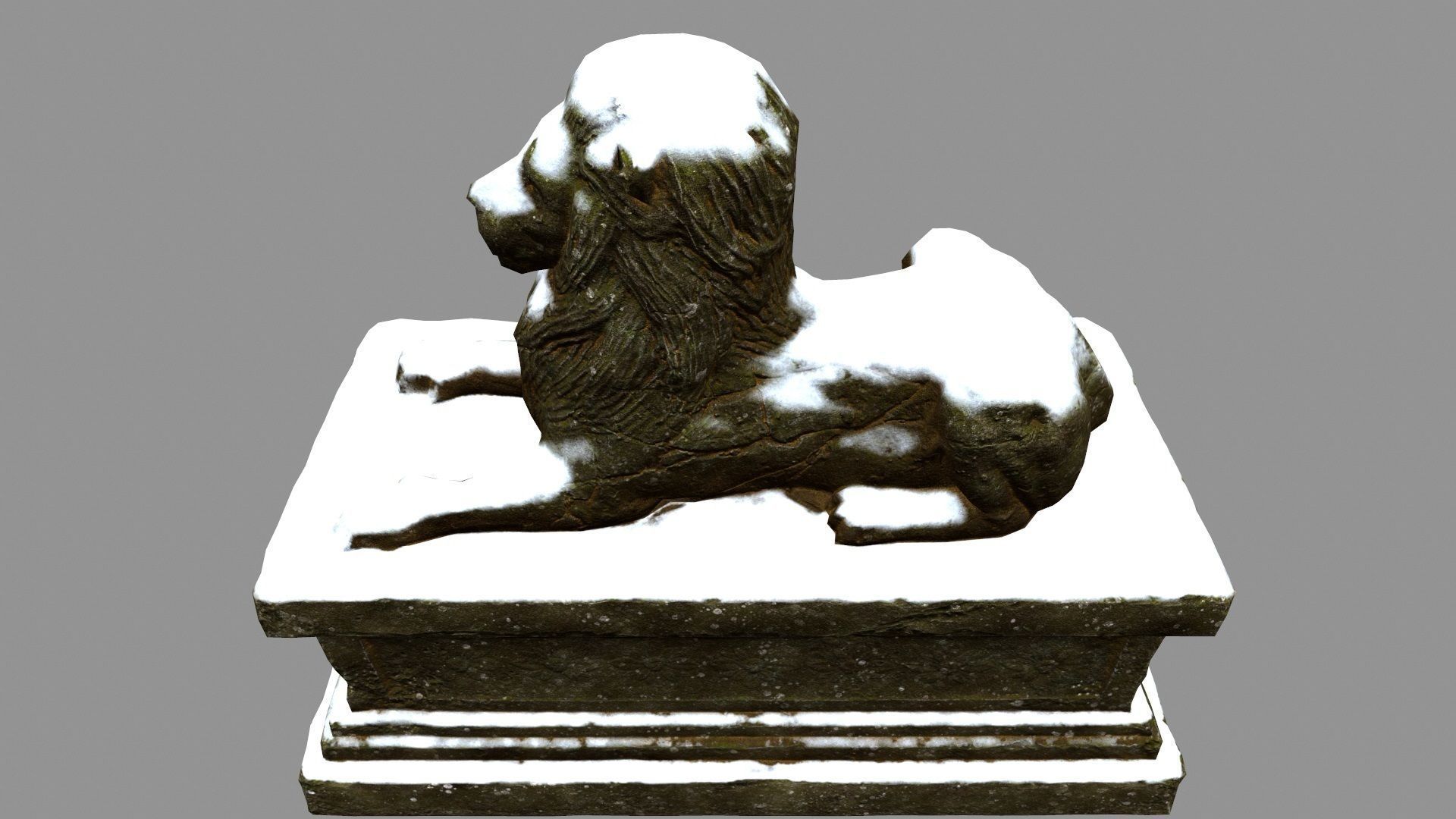 Lion Statue 24 Low-poly 3D model_3