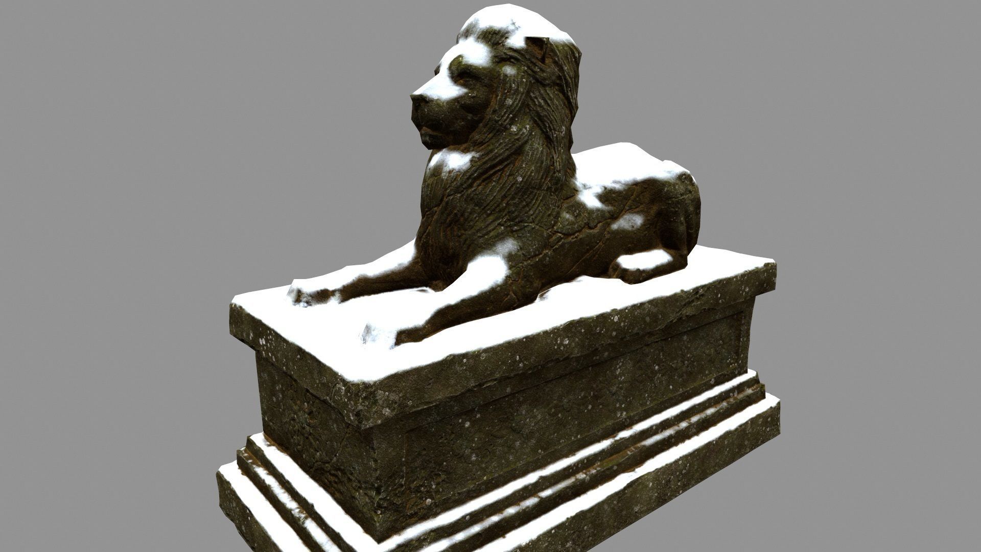 Lion Statue 24 Low-poly 3D model_7