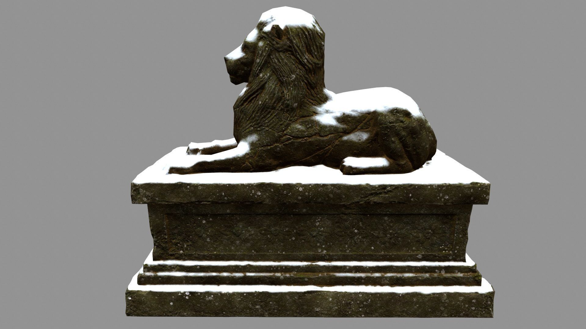 Lion Statue 24 Low-poly 3D model_6
