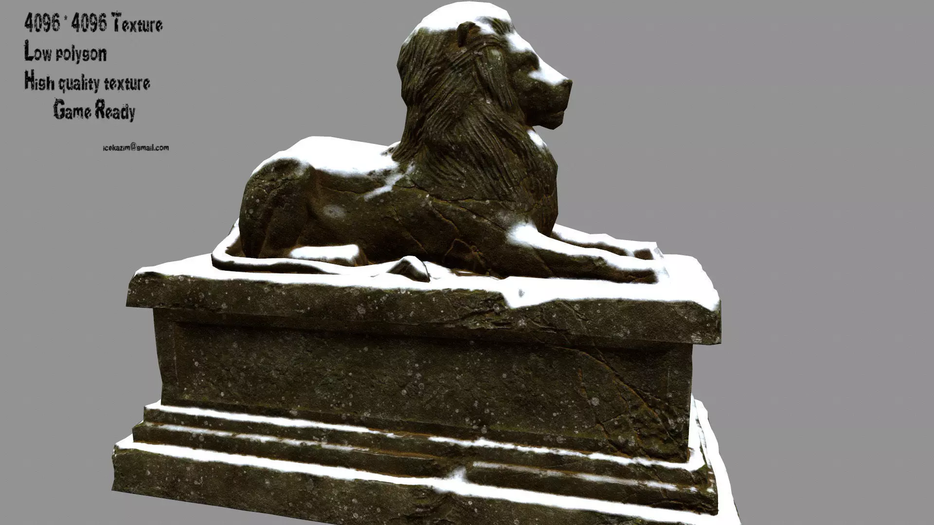 Lion Statue 24 Low-poly 3D model_0