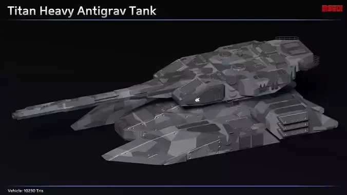 Scifi Titan Heavy Antigrav Tank Low-poly 3D model