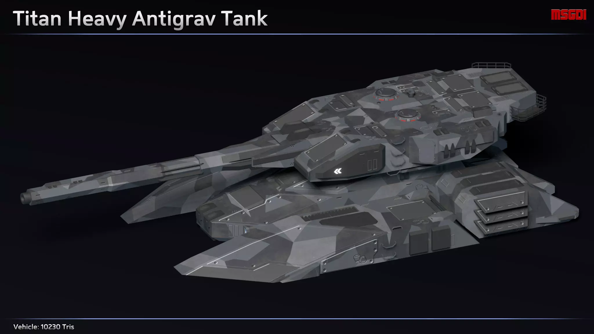 Scifi Titan Heavy Antigrav Tank Low-poly 3D model_0