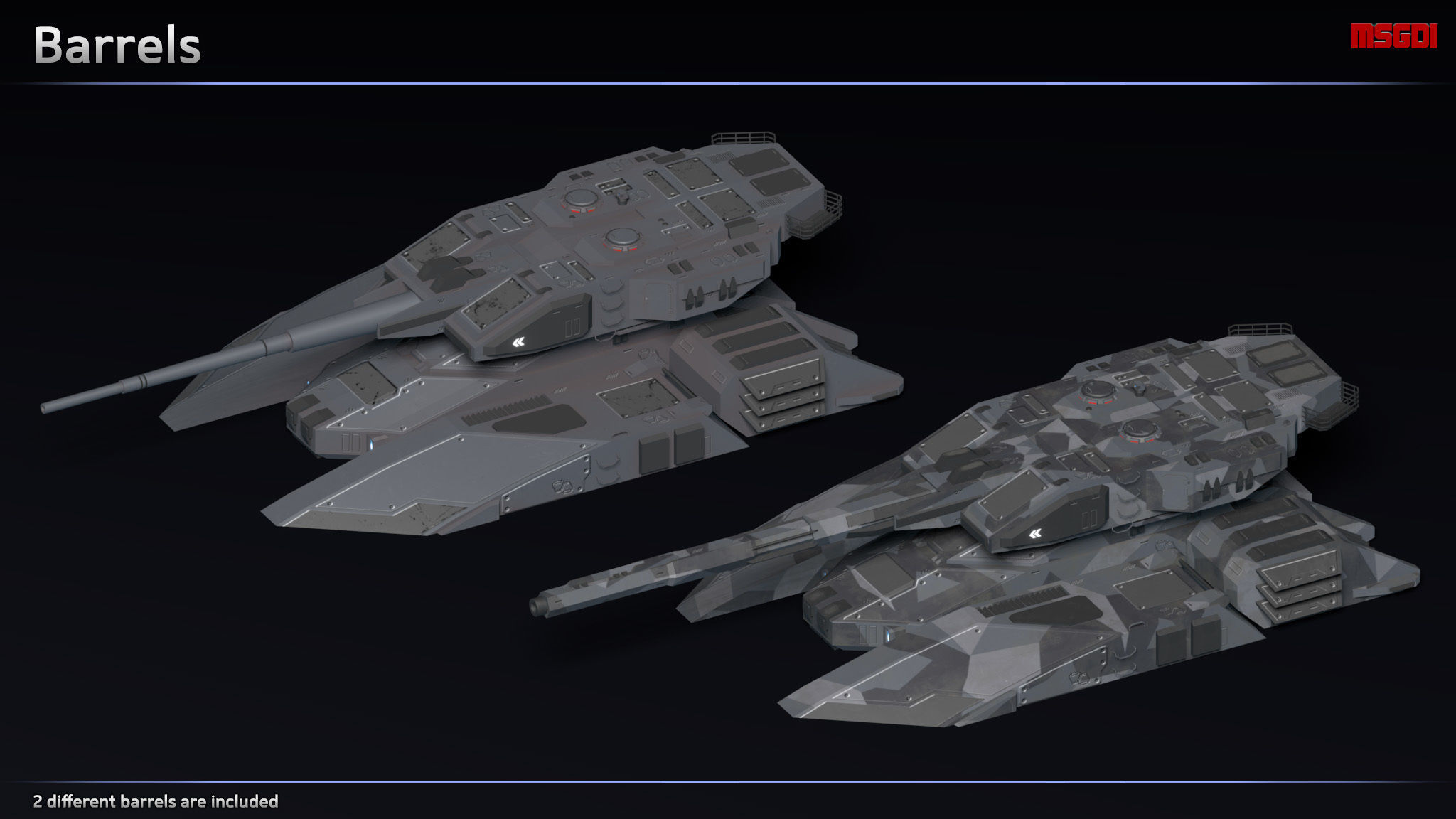 Scifi Titan Heavy Antigrav Tank Low-poly 3D model_3