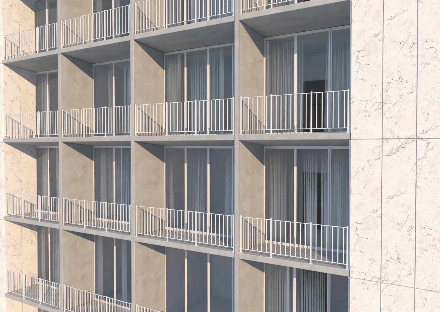 The white building - Residential Building 3D model_2